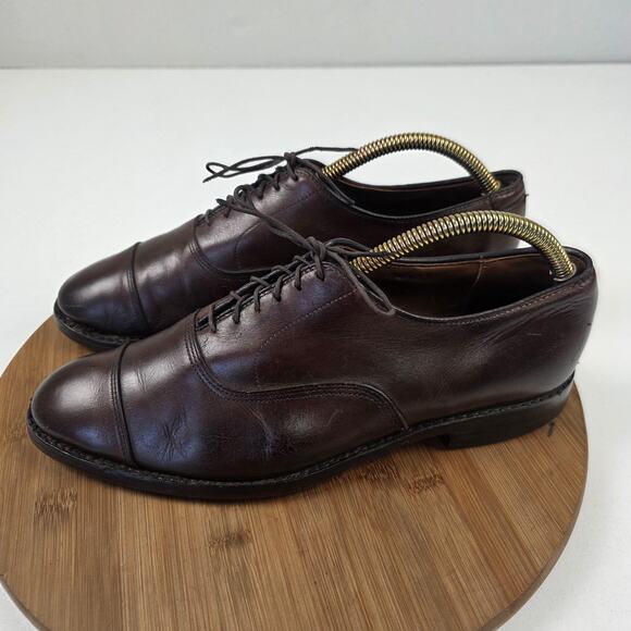 Allen Edmonds Park Ave Cap Toe Oxford Dress Shoes Mens Size 9 D Brown Leather - Picture 1 of 16